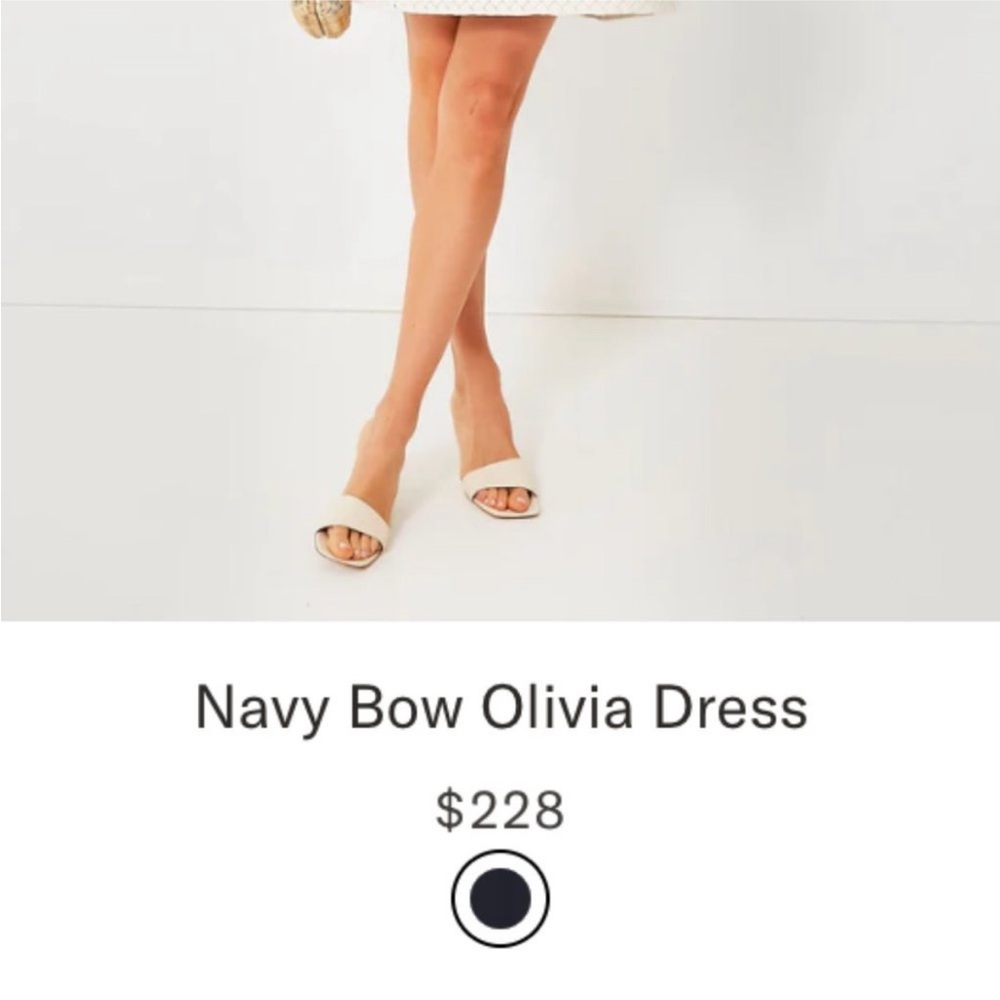 NWT Tuckernuck Navy Bow Olivia Dress with Cream Trim size XL - Picture 6 of 7